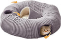 Large Cat Tunnel Bed for Indoor Cats,Cat Donut Tunnel Toy with Washable Circle Cushion,Blackout Tent, Multifunctional Playground Toys Hideplace for Kitty, Kitten, Rabbit,Ferret