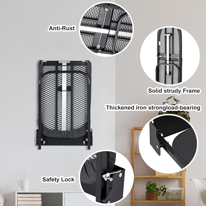 Duwee 12"×36" Wall Mounted Ironing Board with Heat Resistant Cover | Folding Ironing Board Cabinet,Compact Wall Mount Fold Down Iron Board for Small Spaces