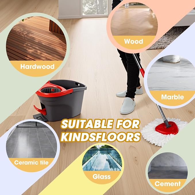 6 Pack Spin Mop Head Replacements,100% Microfiber Spin Mop Refill Compatible with OCeda Easywring 1-Tank System,360 Degree Spinning Mop Replace Head for Easy Cleaning Floor Mopping