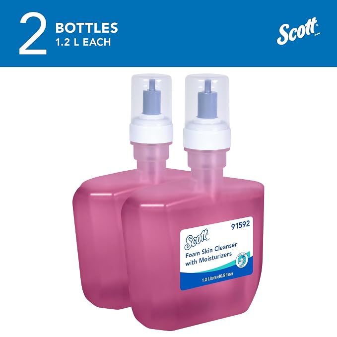 Scott Professional Foam Hand Soap with Moisturizers (91592), 1.2 L, Foaming, Pink, Floral Scent, Automatic Refills, for Kimberly-Clark Professional ICON Dispensers (2 Bottles)