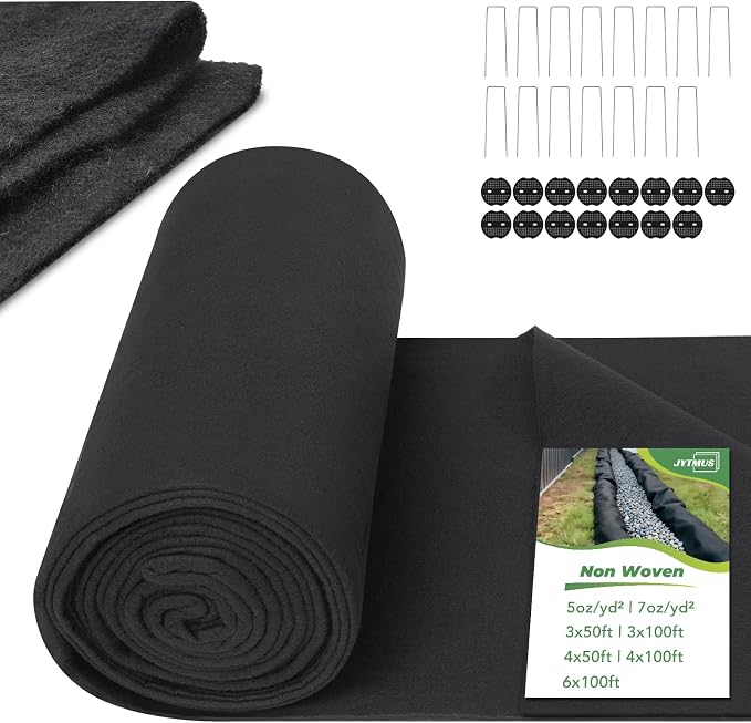 7oz/yd² 4ft×50ft Heavy Duty Non Woven Geotextile Fabric, Premium PET Landscape Fabric for French Drain, Drainage & Filtration, Gravel, Paver Base & Erosion Control | PET Geotextile Fabric for French Drains,Landscaping, Erosion Control, Underlayment & C...