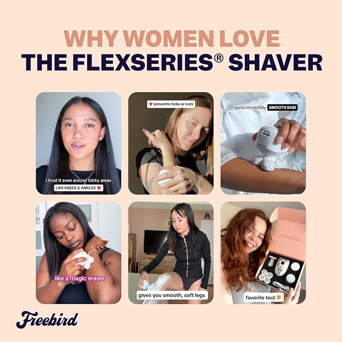 Freebird FlexSeries Electric Razor for Women - Silk Smooth Legs, Body Hair, & Pubic Shaver - for Private Area, Sensitive Skin, Bikini Trimmer