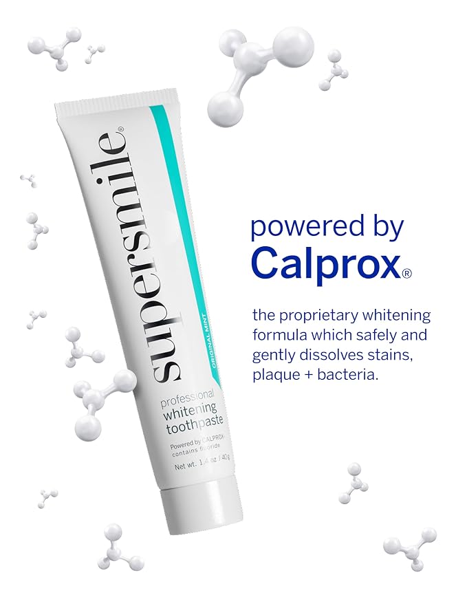 Supersmile Whitening System, Toothpaste + Accelerator, Original Mint | Calprox® 2-Step Whitening System, Whitens Up to 7 Shades in 7 Days, RDA 65 Low Abrasion, Veneer Safe, Cavity Protection