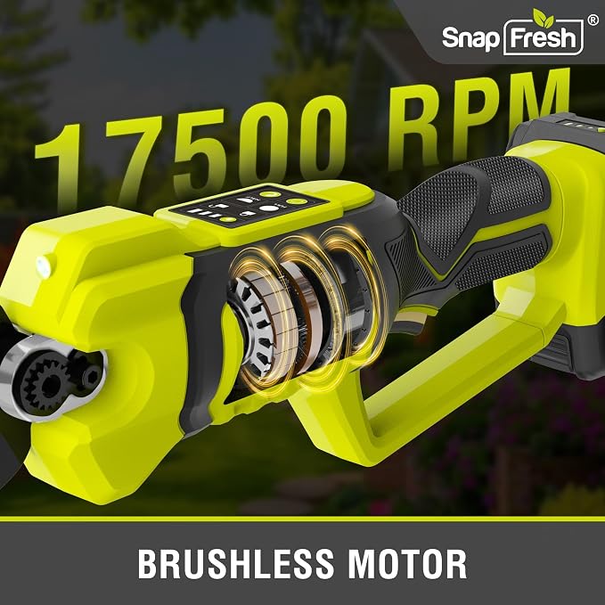 SnapFresh 20V Brushless Electric Pruning Shears, 1.6" Cordless Heavy Duty Tree Pruner with Smart Display & LED Light, 2.0Ah Battery & Fast Charger Included, SK5 Blade Branch Cutter