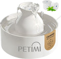 PETIMI Ceramic Cat Water Fountain, 3L/101 fl oz Ultra-Quiet Pet Water Fountain, Automatic Water Dispenser for Cats & Small Dogs, No Spill Cat Water Bowl, BPA-Free, 2 Filters Included, Easy to Clean