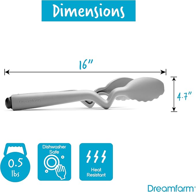 Dreamfarm Clongs Lite 10.5 Inch Tongs - BlackGrey, Set of 2