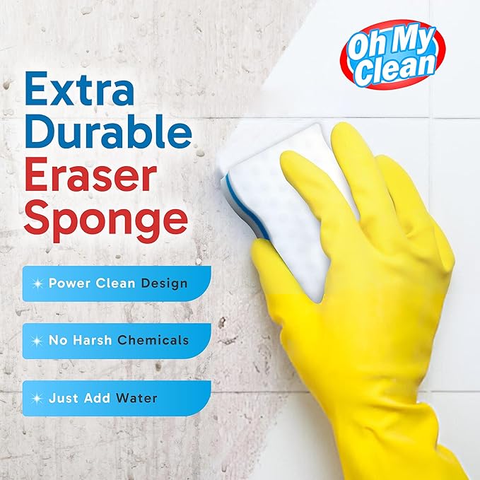 (100 Pack) Extra Durable Eraser Sponge – Extra Thick, Long Lasting Magic Melamine Cleaning Sponges in Bulk – Foam Pads for Walls, Kitchen, Bathroom, Floor & Baseboard Cleaner