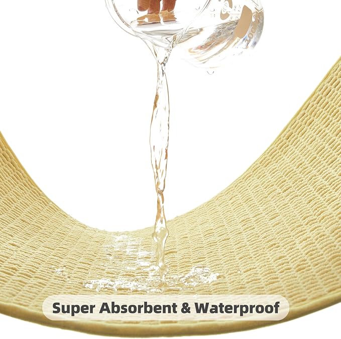 TYUU Bathroom Rugs Non Slip Washable, Super Absorbent Thin Bath Mat Quick Dry Low Pile Bathroom Rug, Yellow 24"x36"