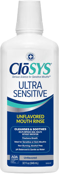 CloSYS Ultra Sensitive Mouthwash, 32 Oz, Alcohol Free Mouthwash, Unflavored Mouth Wash, Dye Free, pH Balanced, Helps Soothe Entire Mouth