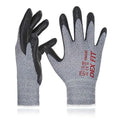 DEX FIT FN330 Nitrile Work Gloves with Grip - 3 Pairs, 3D-Comfort Fit, Thin & Lightweight, for Men & Women, Touchscreen Compatible, Durable, Breathable, Non Slip, Reusable & Washable; Grey XS (6)