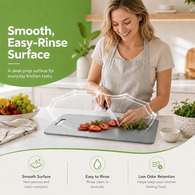 Titanium Cutting Board Set of 3, Titanium Cutting Boards for Kitchen, 100% Double-Sided Titanium Cutting Boards, Separate Raw and Cooked Food Areas, Non-Toxic, Dishwasher Safe (S+ M + L)
