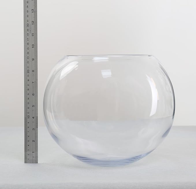 CYS EXCEL Large Glass Bubble Bowl (H-9.5" W-11, Approx. 2.8 Gal.) Fish Bowl Round Terrarium Vase Globe Flower Centerpiece for Weddings Events Arrangements