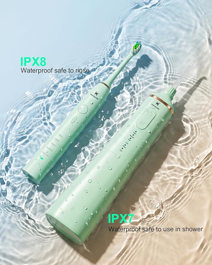 Upgraded Pro Dental Care Kit: 5-Mode Water Flosser & 50,000 VPM Sonic Electric Toothbrush | Premium Oral Clean Set with Enhanced Cleaning Modes, Larger Tank & Refined Design for Advanced Gum Health