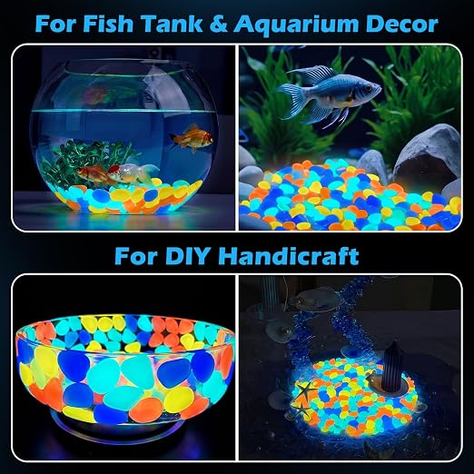 NAMTSO Multi Glow in the Dark Rocks Outdoor Garden Decor, 200 pcs, 0.95 lbs | Large 0.6"-1.1"/pc, Resin Glowing Pebbles, Luminous Stones for Landscaping, Patio, Backyard, Lawn, Aquarium & Fish Tank Decor