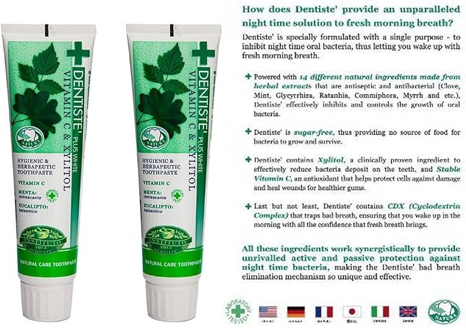 Dentiste 2x160 G. New Plus White Vitamin C & Xyitol Gum Toothpaste Made in Thailand