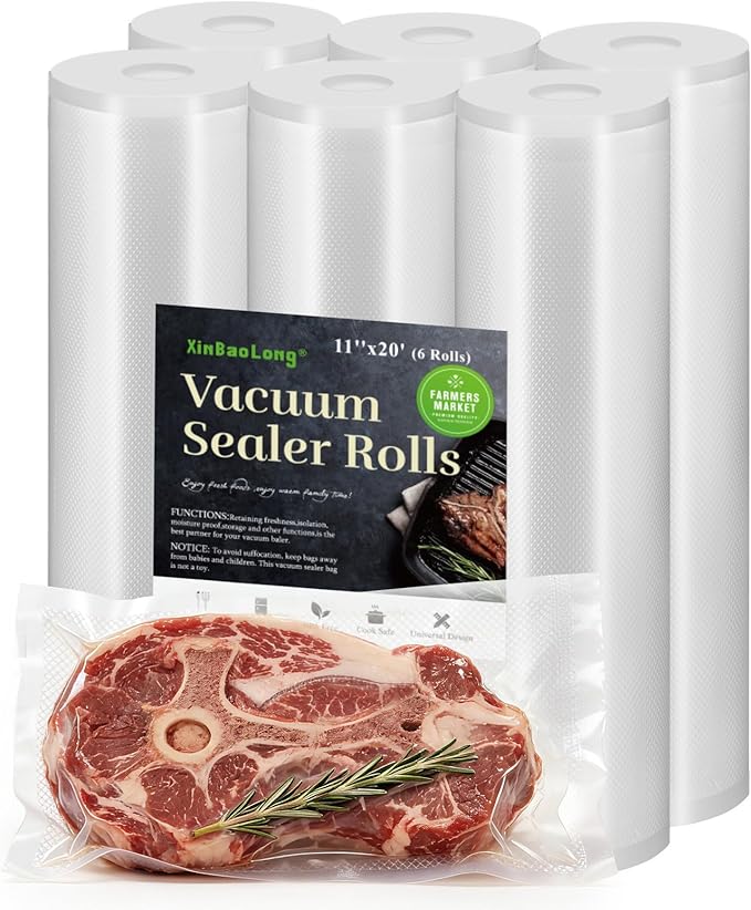 Vacuum Sealer Bags, 6 Rolls 11"x20', 120Feet | Commercial Grade, BPA Free, Customized Size, Sous Vide Cooking, Puncture Prevention, Kitchen Essentials, Kitchen Gadgets