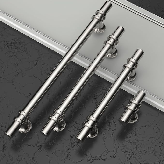 Asidrama 10 Pack 5 Inch(128mm) Brushed Satin Nickel Kitchen Cabinet Handles, Cabinet Pulls Kitchen Cabinet Hardware Cupboard Handles Drawer Pulls