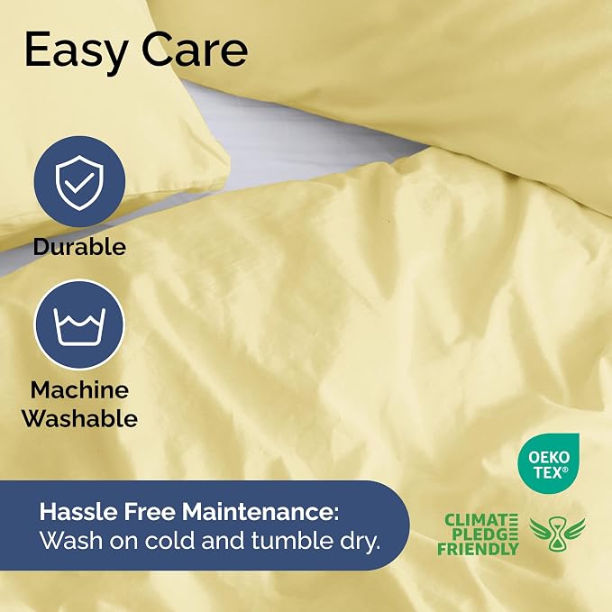 Duvet Cover Queen Size Set - Extra Soft Queen Duvet Cover 90" x 90" with 2 Pillow Shams for Women, Men, Kids & Teens - Hotel Luxury, Easy-Care w/ Zipper Closures & Ties - Comfy & Breathable (Yellow)