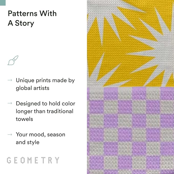 GEOMETRY Spring Kitchen Towels - Quick Dry Microfiber Cloth Spring & Summer Dish Towels for Kitchen Drying - Premium Quick Dry Towel - Lilac Sunburst, 18" x 30" - 2-Pack