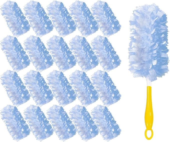 Heavy Duty Duster Refills Compatible with Swiffer Dusters, 20 Count Microfiber Dusting Refills with 1 Handle, 360° Disposable Multi Surface Dusters for Furniture, Blinds, Fans, Vents, Unscented