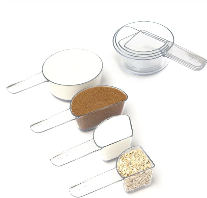 Visual Measuring Cups + Spoons Combo Pack – Easy-Read, Fraction Shaped Measuring Cups & Spoons – Clear, Shatterproof and Dishwasher Safe, Made in USA