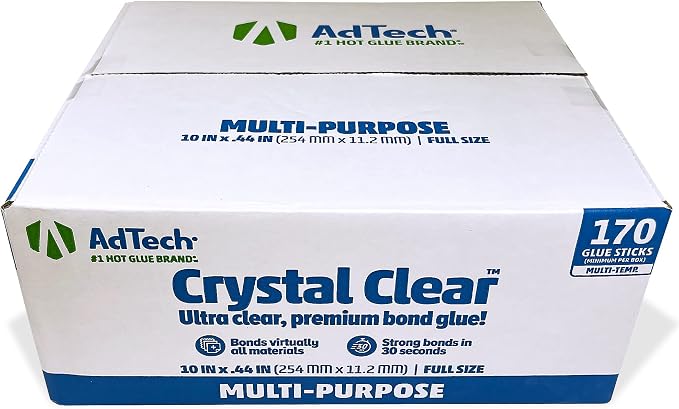 AdTech Hot Glue Sticks, 10 Inch Full Size, Clear, 170 Sticks