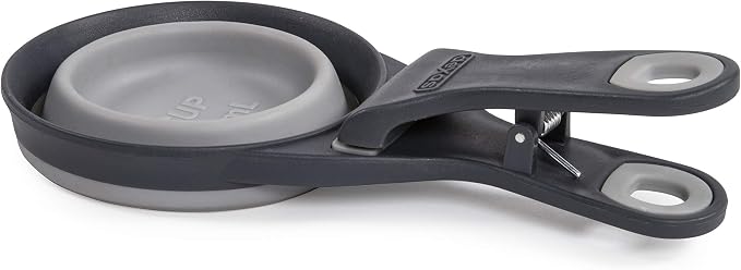 Dexas Pets Collapsible KlipScoop Collapsible Dry Dog Food Scoop and Dog Food Bag Clip, 1 Cup Capacity, Light Gray (PW660432429) (Pack of 2)