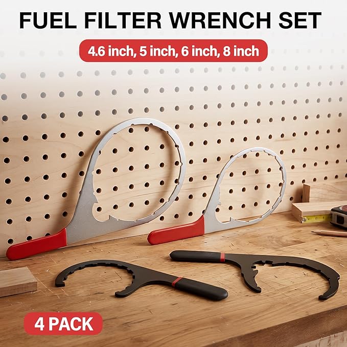 SPARKWHIZ 4.6 Inch, 5 Inch, 6 Inch, 8 Inch Fuel Filter Wrench Compatible with 380134 382 Detroit Diesel Truck Engines, Navistar Engines Diesel DD13, DD15, DD16, Peterbilt & Cummins Diesels, 4 Pack