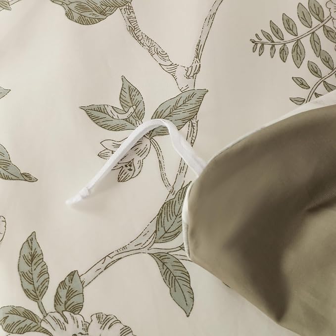 OAITE Duvet Cover Set Twin Size Floral Pattern 600 Thread Count Ultra Soft 100% Long Staple Cotton Duvet Cover Sets 3-PC, Breathable Duvet Cover with Zipper Closure & Corner Ties