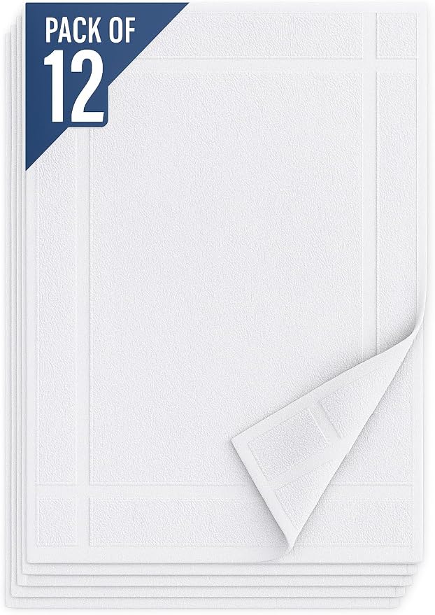 Pearl Linens Pack of 12 100% Cotton Bath Mat 20x30 inches, Soft & Absorbent Quick Dry Bathroom Mat Set, Not Bathroom Rugs, After Shower Mat, Bath Tub Mat, 687 GSM, Machine Washable, White
