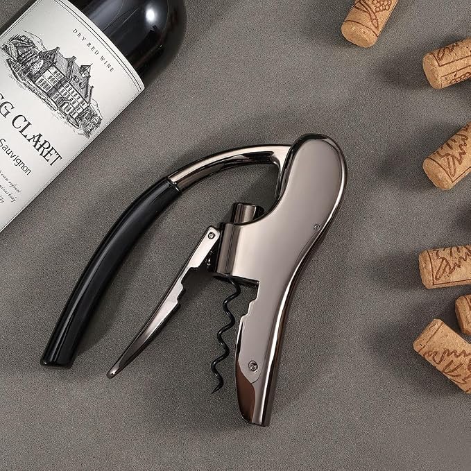 Rabbit Wine Opener, Easy Lever Corkscrew Gift Set | Zinc Alloy Rabbit Corkscrew Opens Bottles In Seconds, Arthritic Hands Friendly, Includes Foil Cutter And Extra Spiral