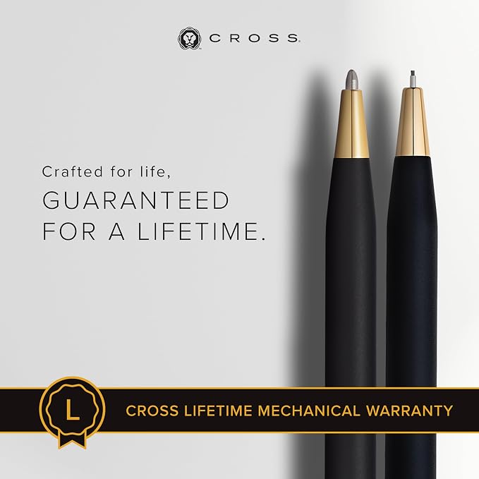 Cross Century, Black, Ballpoint Pen and 0.7mm Pencil Set, with 23 Karat Gold Plated Appointments (250105WG)