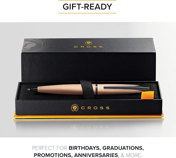 Cross ATX Brushed Rose Gold Ballpoint Pen - Refillable Pen for Smooth Writing - Black Ink - Comfortable Grip - Long-Lasting - Professional Office Supplies - Gift Box Included