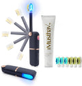 Foldable Travel Electric Toothbrush, Self Cleaning Toothbrush | Battery Operated, Blue LED Light, Whitening Toothpaste, 3 Modes with Smart Timer, 6 Replacement Brush Heads