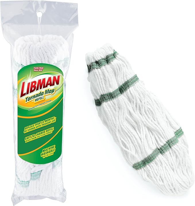 Libman Tornado Mop Refills | Self Wringing | Cotton Mop Head | Twist | Twist Head Replacement | Machine Washable | 4 Self Wring Heads | Direct Replacement Heads for The Tornado