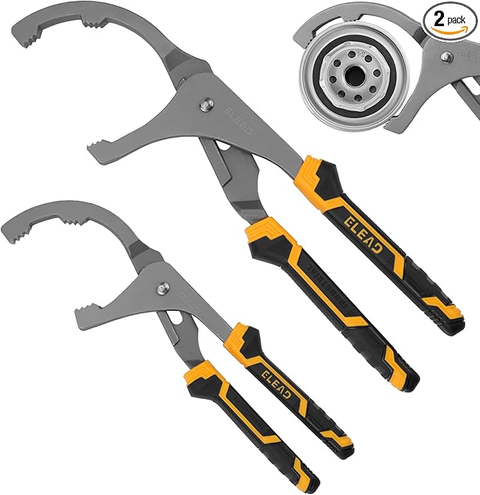 ELEAD Adjustable Oil Filter Wrench Set - 9" & 12" Pliers for Cars, Trucks, Motorcycles - Durable Carbon Steel, Ergonomic Grip, Easy Access Design