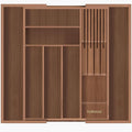 TIOPGHAD Bamboo-Silverware-Drawer-Organizer-Kitchen, Expandable Utensil Holder Cutlery Tray Flatware Organization Adjustable Wood Tableware Dividers Storage (with Removable Knife Block)(Brown)