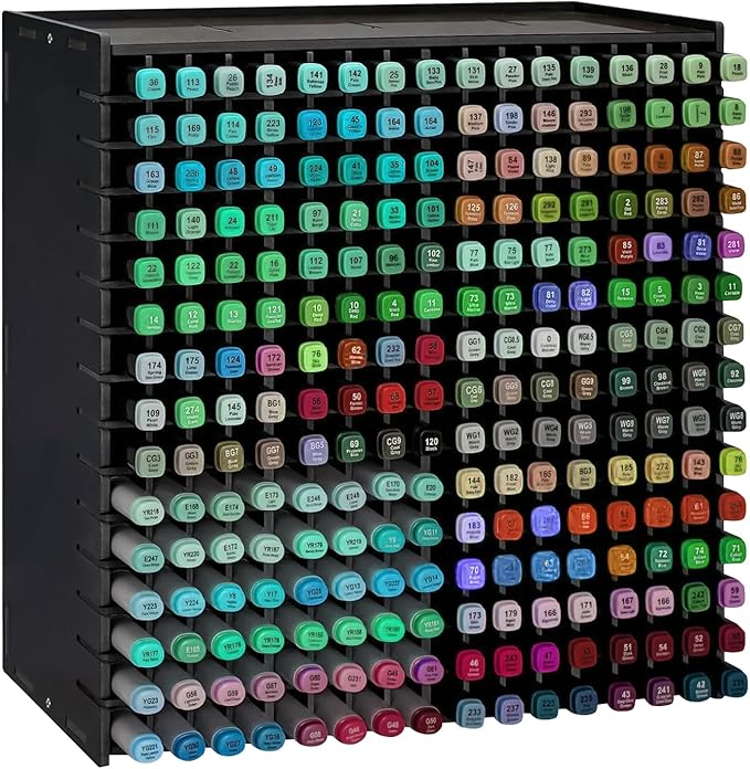 Marker Organizer,240-Slots Marker Holder with Adjustable Divider, Desk Markers Storage Organizer for Pens Colored Pencils Art Brushes Home Office Art Room and Classroom
