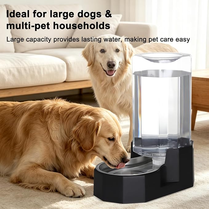 Sfozstra 8L Large Dog Water Dispenser: Gravity Pet Water Station | 304 Stainless Steel Bowl/Spill-Proof / Non-Slip Base/Easy-Clean/ For Large Dogs & Multi-Pet Homes, Garage/Patio