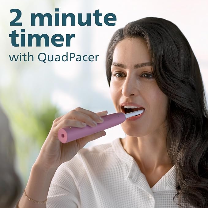 Philips Sonicare 4100 Rechargeable Electric Toothbrush, Advanced Plaque Removal, Pressure Sensor, Includes Brush Head Case, Deep Pink BD5004AZ