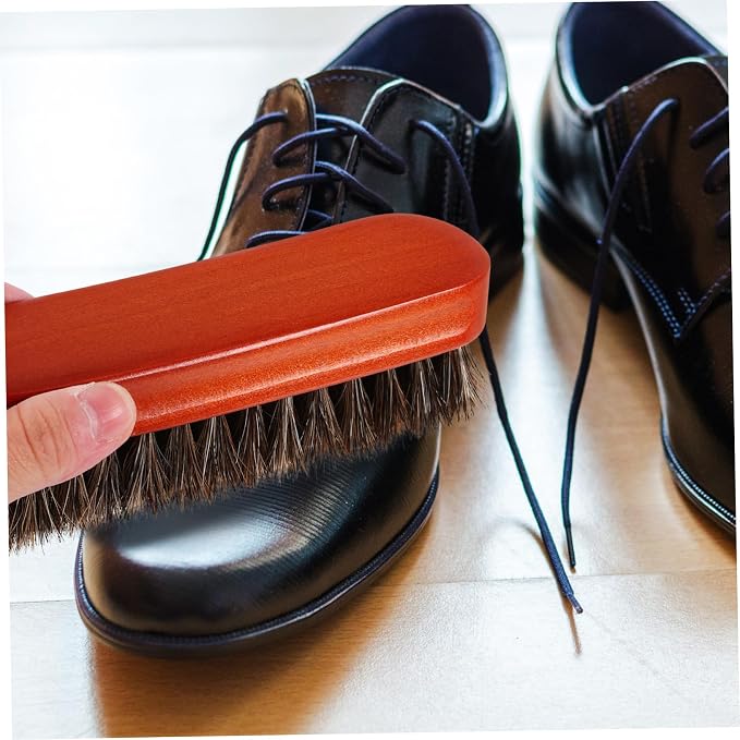3pcs Portable Wooden Shoe Cleaning Brush Horse Hair Bristles for Polishing Boots and Shoes Ergonomic Design for Home Use and