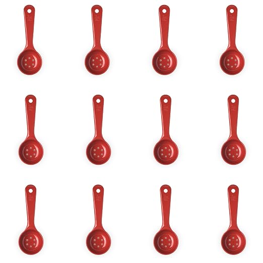 CFS Measure Miser Perforated Measuring Spoon with Short Handle, 2 Ounce, Red (Pack of 12)