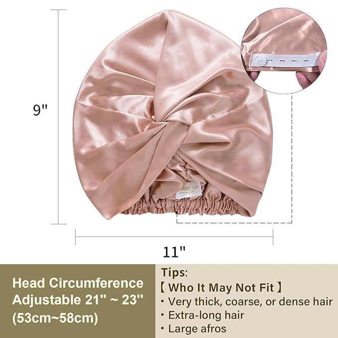 ZIMASILK 22Momme 100% Mulberry Silk Sleep Cap for Women Hair Care, Adjustable Silk Hair Wrap for Hair Protection, That Reduces Falling off (1Pc, Blush Pink)