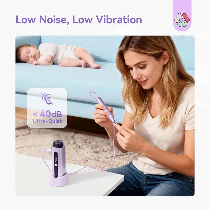 SAVILAND 45000RPM Nail Drill: 30s Stable & Fast Removal of Hard Thick Nails Electric Nail File Long Battery Life Nail Filer Electric Smart and Portable for Acrylic Nails Dip Nails Home DIY