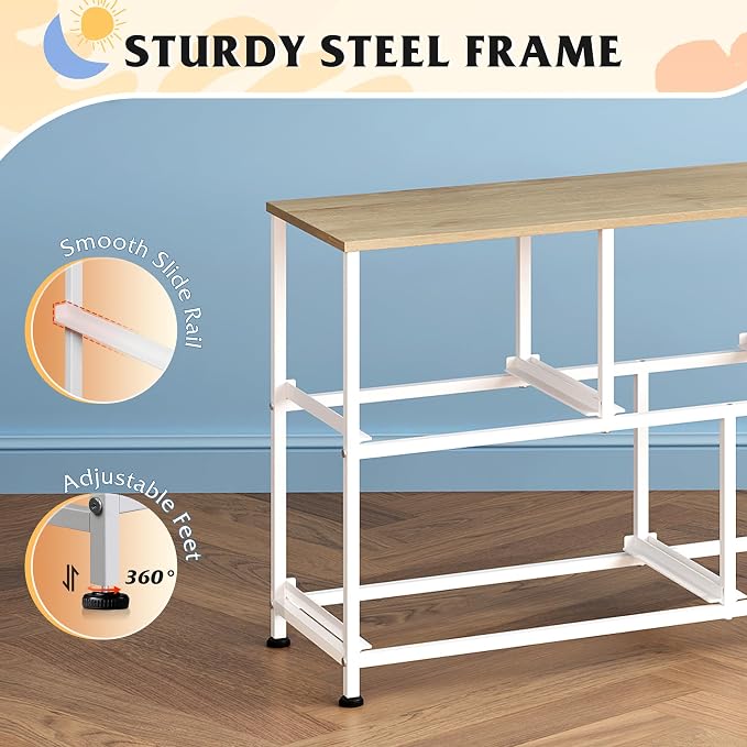WLIVE Wide Dresser for Bedroom, 5 Drawer Chest of Drawers, Cream White | 5 roomy fabric drawers, Wide storage design, Bedroom or closet use, Sturdy steel frame, Smooth wood tabletop