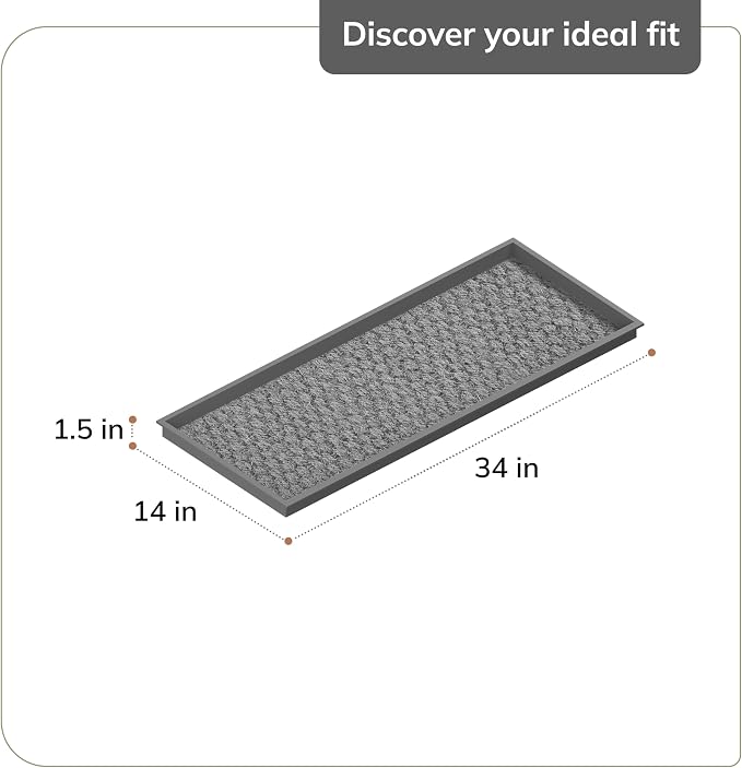 Anji Mountain Rubber Boot Tray with Coir, Fits 3 pair (34.5” wide), Blue & Ivory Insert