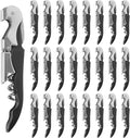 24 Pack Black Corkscrew Wine Openers Upgraded Heavy Duty Stainless Steel Wine Opener Bulk Double Hinged Wine Key for Serves Waiters Bartenders Party Wine Opener Favor (Black)