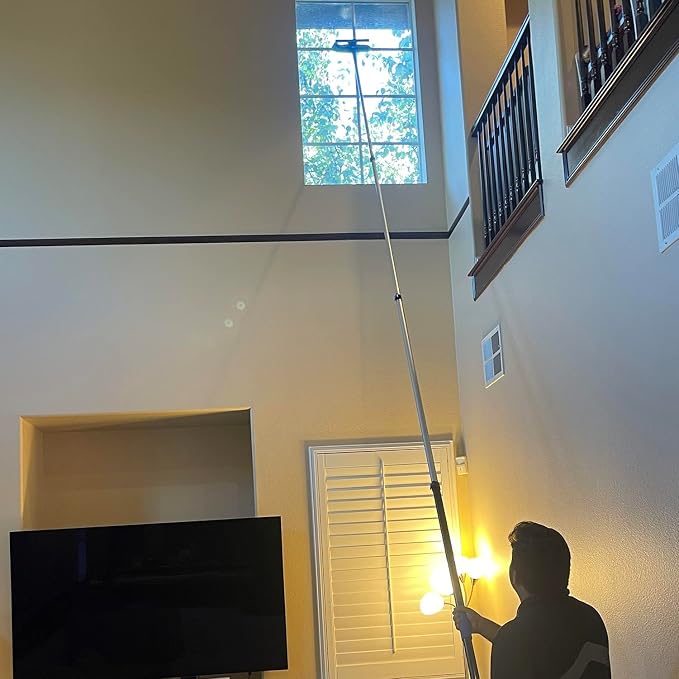 36 Foot High Ceiling Fan, Cobweb Duster with 5-30ft Extension Pole | Extendable, Reusable Feather, Window Cleaning Squeegee Kit