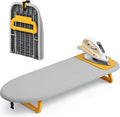 KINGBOARD Tabletop Ironing Board, Small Ironing Board with Iron Mat, Foldable Mini Iron Board, Easy Storage for Travel & Dorm, 12x32 Grey & Orange