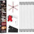 Chimney Sweep Kit - 33 Feet, Chimney Cleaning Tool with 10 Nylon Flexible Rods, Brush & Drill-Driven Rotary System